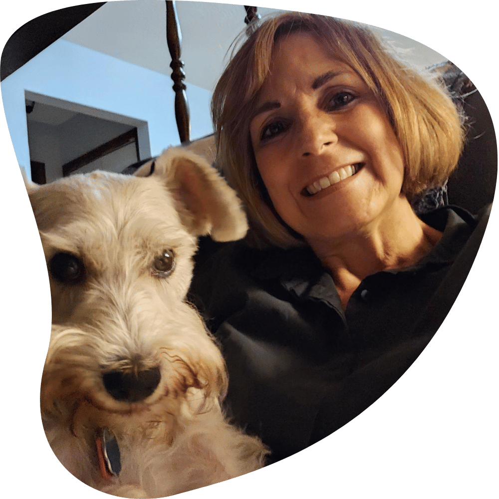 puppy love pet sitting company owner karen with her dog oscar